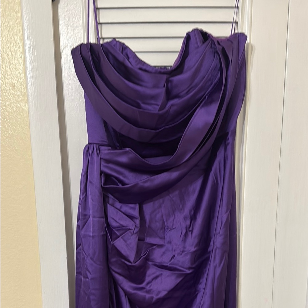Fashion Nova Purple Ruched Cowl Neck Gown